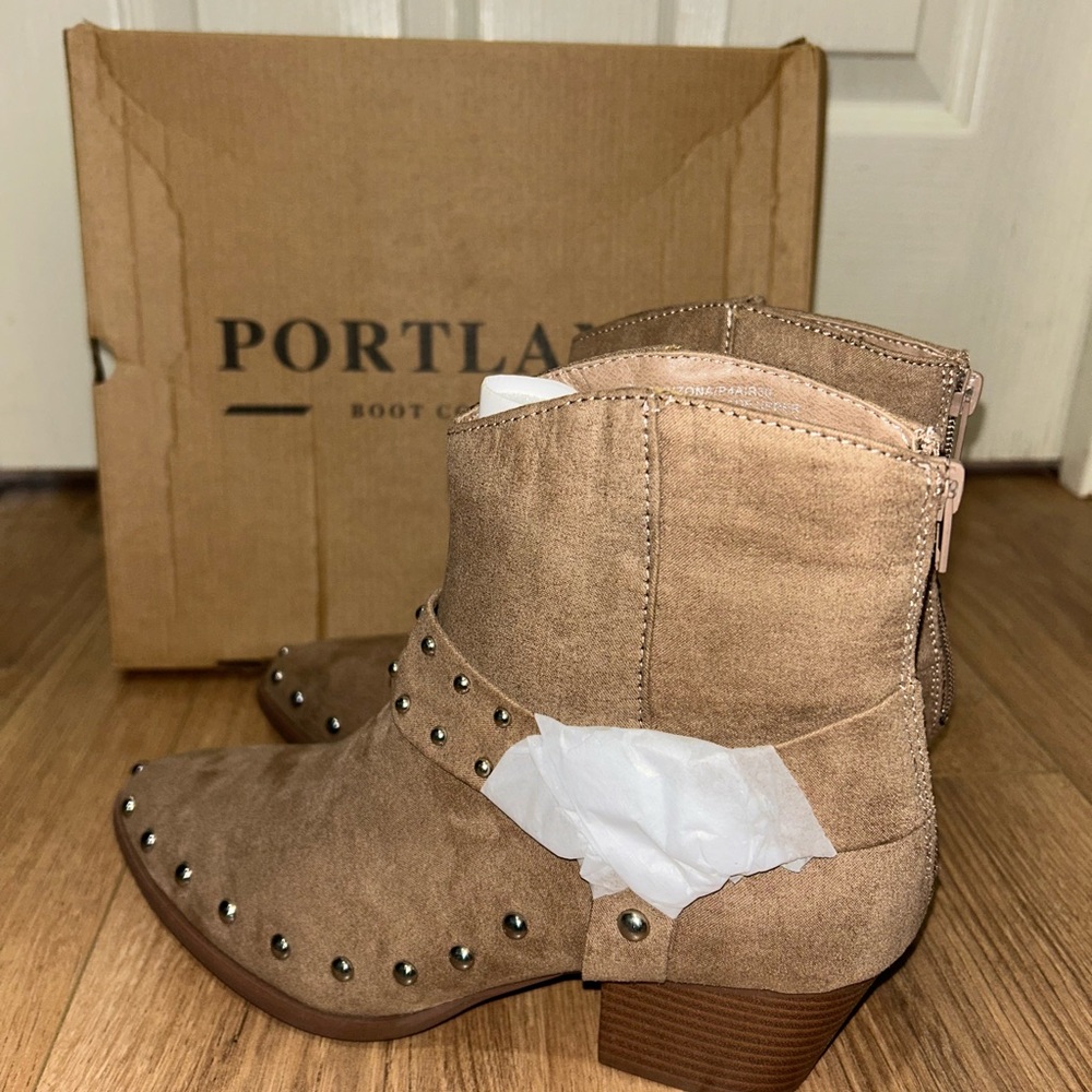 Portland Women's Tan Arizona Ankle Boots Size 7 New In Box - Picture 3 of 4